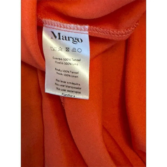 Margo Baridon Sienna Mini Shirt Dress Size Small Orange Puff Sleeve $298 - Picture 12 of 14